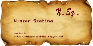 Nuszer Szabina névjegykártya